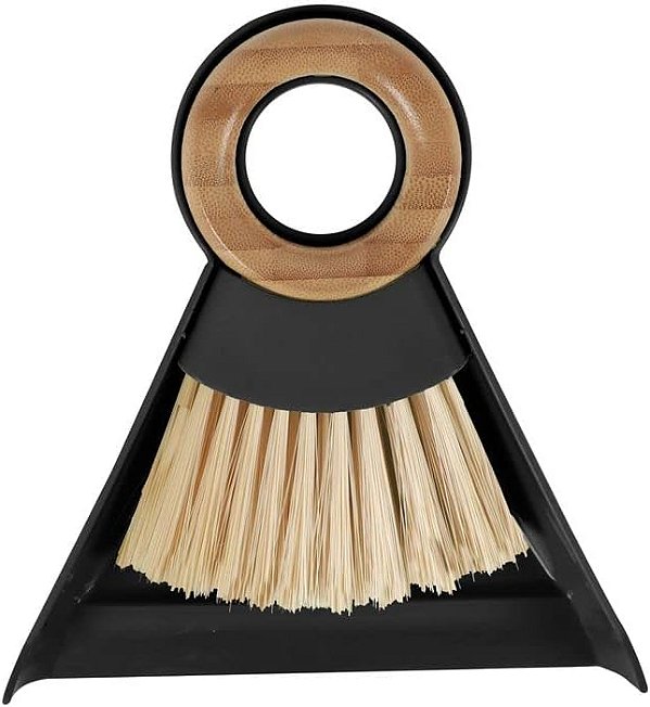 KIT ESCOVA DE BAMBU E PA PEQUENO PARA LIMPEZA - OIKOS PRETO