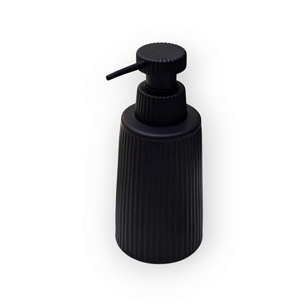 PORTA SABONETE LIQUIDO DE CERAMICA LISTRAS PRETO OIKOS