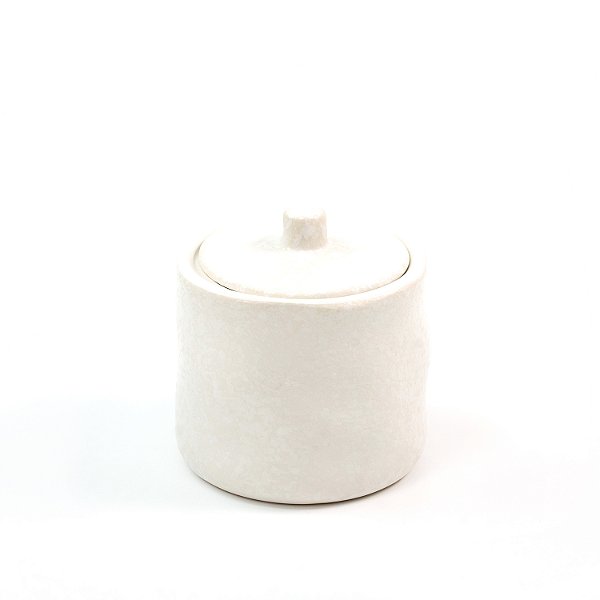 PORTA OBJETOS COM TAMPA DE CERAMICA ORGANICO BRANCO OIKOS