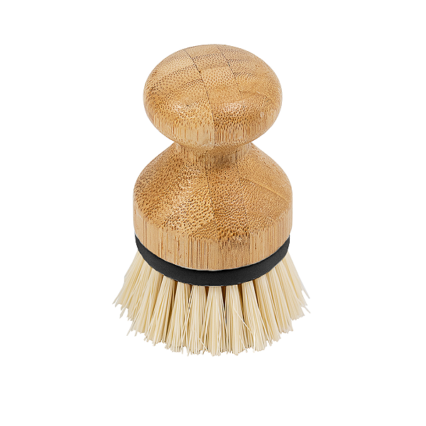 ESCOVA DE LIMPEZA REDONDA COM PEGA DE BAMBU PRETO - OIKOS