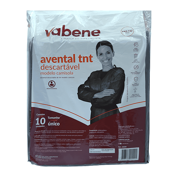 AVENTAL TNT MG LONGA PRETO 130CMX100CM VABENE