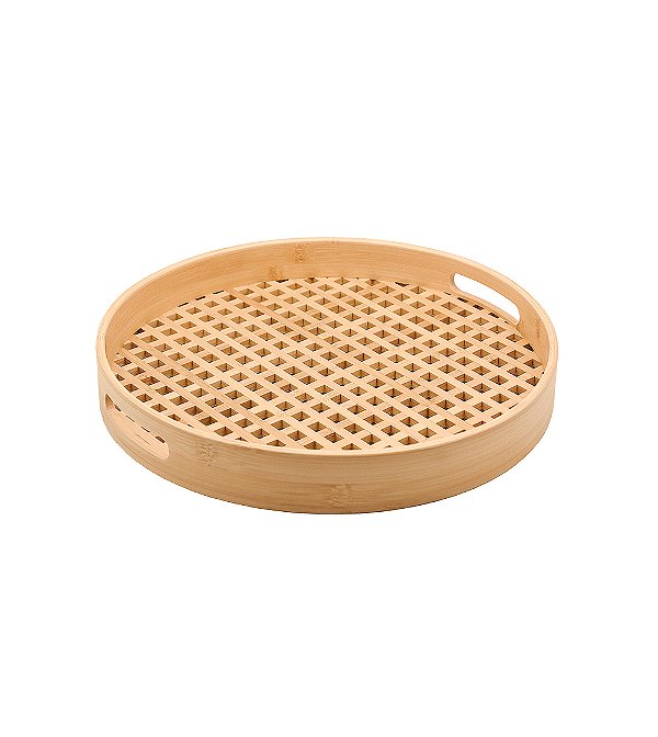 BANDEJA VAZADA DE BAMBU REDONDA 35CM - OIKOS