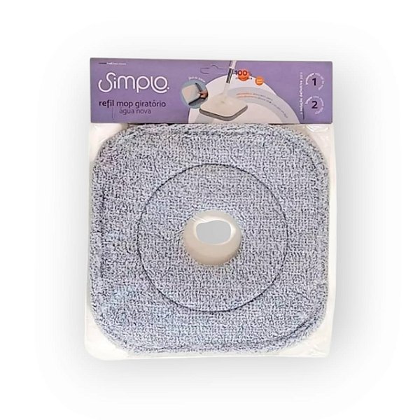 REFIL DE MICROFIBRA PARA MOP GIRATORIO QUADRADO CINZA SIMPLO