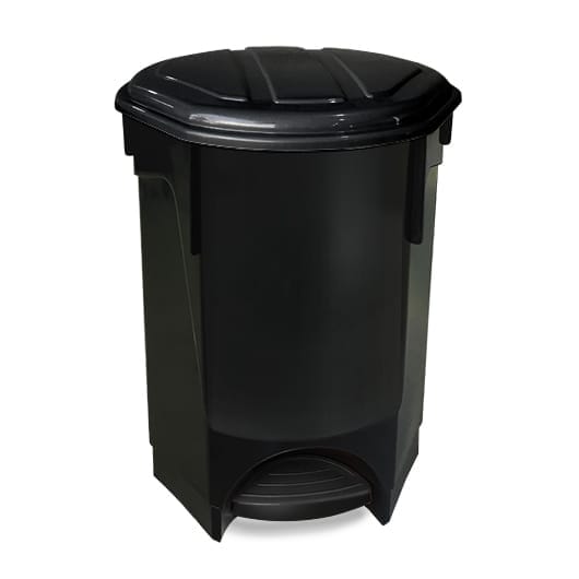 Lixeira Oval com Pedal Preta 30lt Arqplast