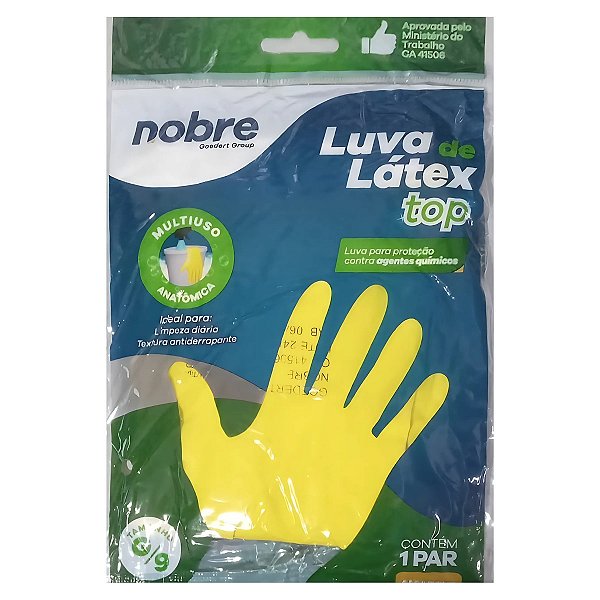 Luva de borracha/latex Top "G" amarela CA 41506 - Nobre