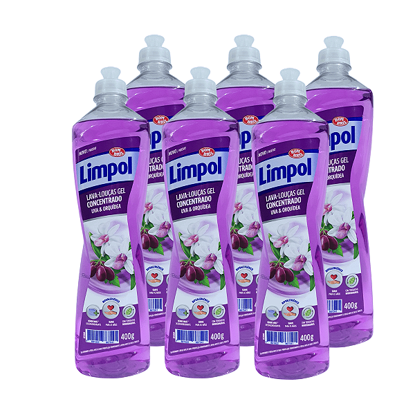 KIT C/ 6 DETERGENTES LIMPOL GEL UVA E ORQUIDEA 400G