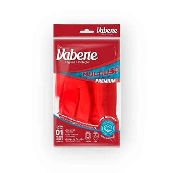 LUVA LATEX MULTIUSO PESADA ''P'' VERMELHA - VABENE