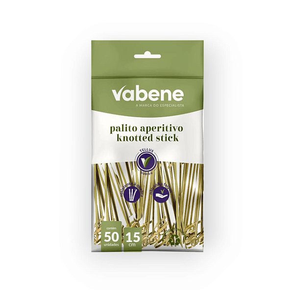 PALITO BAMBU APERITIVO KNOTTED STICK 15CM COM 50UN - VABENE