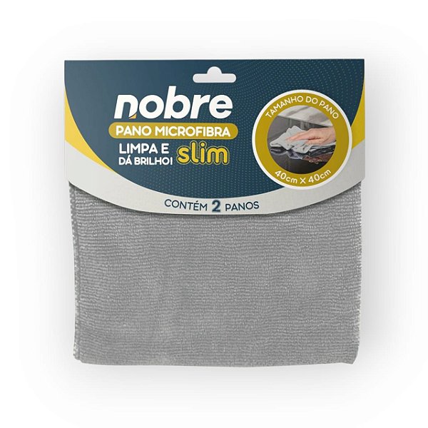 Pano de microfibra 40x40cm (pct c/ 2 un) cinza Slim - Nobre