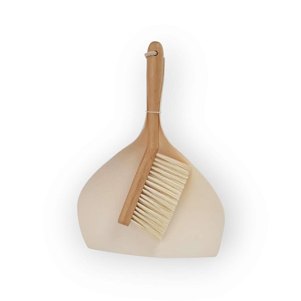 KIT ESCOVA DE BAMBU E PA DE PLASTICO 2PCS OFF WHITE - OIKOS