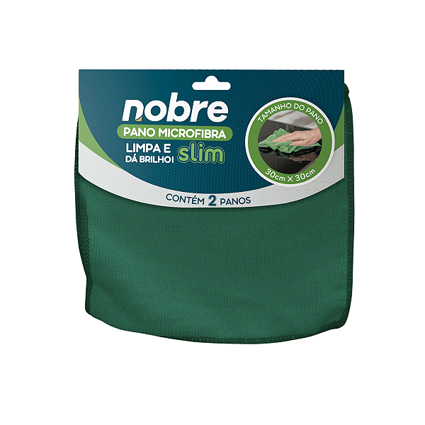Pano de microfibra 30x30cm (pct c/ 2 und) verde Slim - Nobre