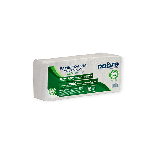 Papel toalha interfolha c/1000fls 20x20cm 2D Slim - Nobre