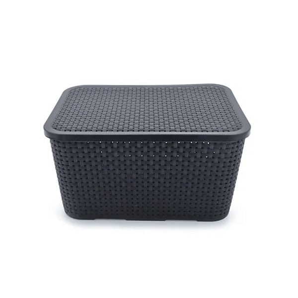 CAIXA ORGANIZADORA RATTAN COM TAMPA CHUMBO 16L - NITRON