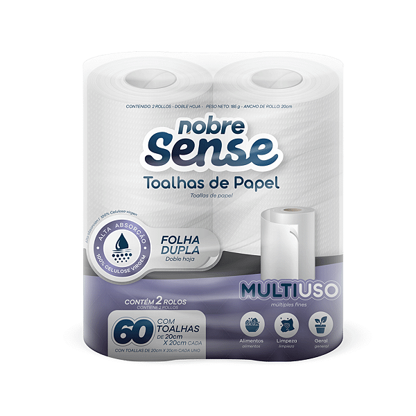 Papel toalha bobina p/cozinha (pct c/2 rolos) - Nobre Sense