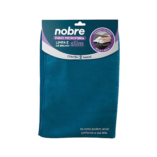 Pano de microfibra 60x80cm (pct c/2 un) azul Slim - Nobre
