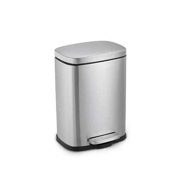 Lixeira inox retangular c/pedal 5l escovado Mood - Nobre