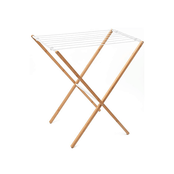 VARAL HORIZONTAL BAMBU C/ HASTES METALICAS BRANCO - SIMPLO