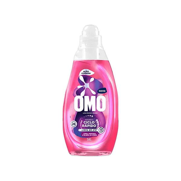 LAVA ROUPAS LIQUIDO OMO CICLO RAPIDO 1,4l CUIDADO