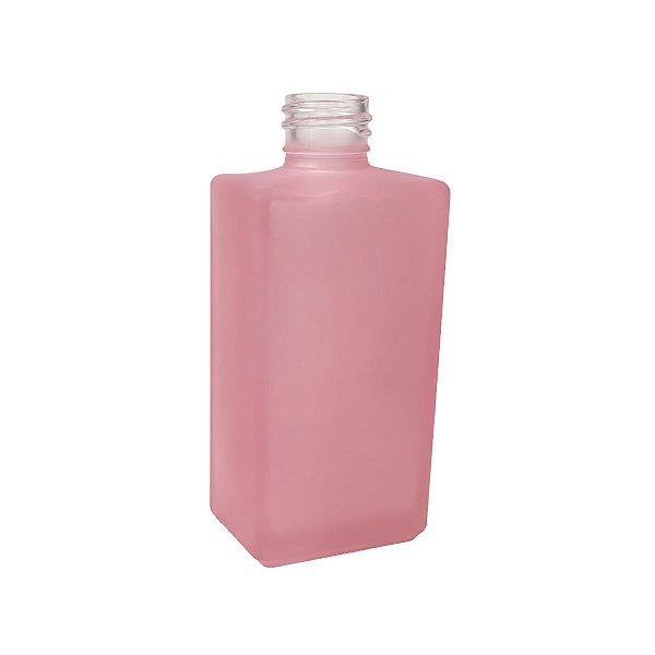 Frasco Vidro Square Rosa Bebe Fosco 250ml Sem Valvula