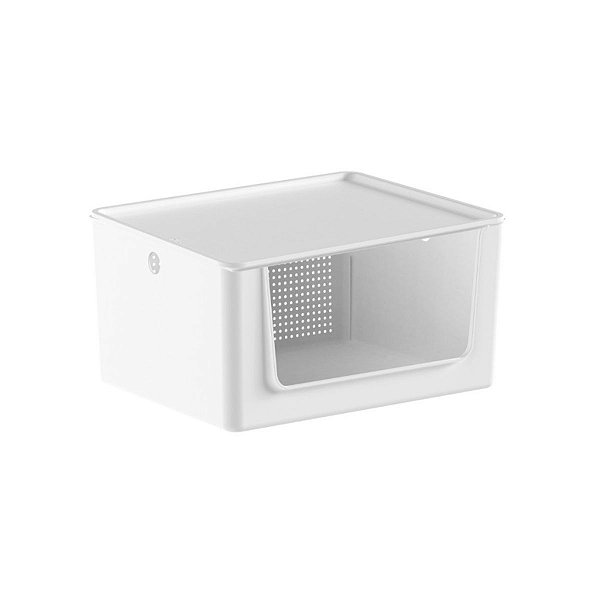 CESTO FLOW C/ TAMPA E ABERTURA FRONTAL BRANCO - OU