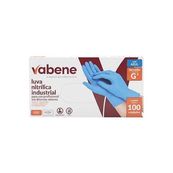 LUVA NITRILICA PROTECAO INDUSTRIAL AZUL G - VABENE