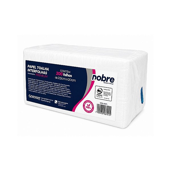 Papel Toalha Interf. 200fls 21,5x20cm f.dupla Premium Nobre