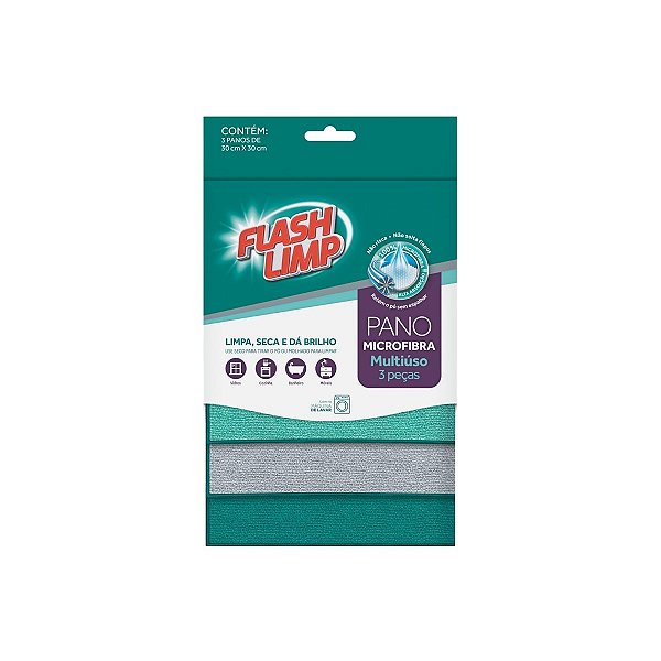 Pano microfibra multiuso 3pc Flashlimp