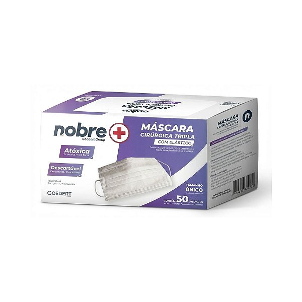 Mascara cirurgica tripla c/elástico  (c/50 un) NB007 - Nobre