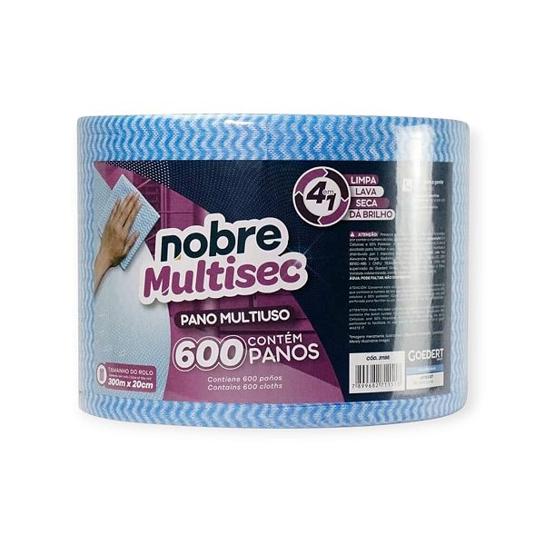 Pano multiuso SLIM 20cm x 300m 600 panos azul - NOBRE