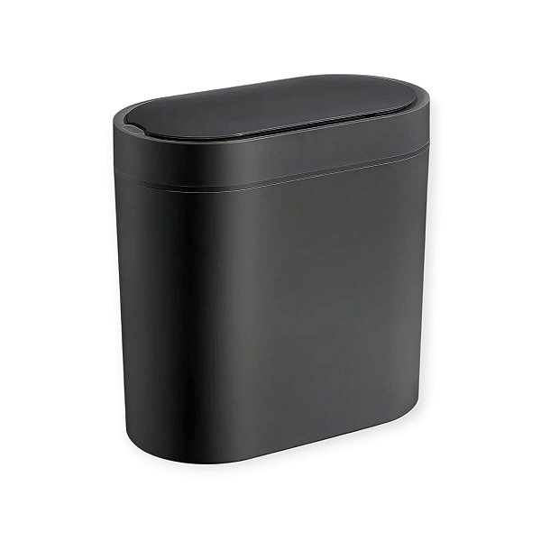 LIXEIRA AUTOMATICA DE PLASTICO 6L OVAL - OIKOS PRETO