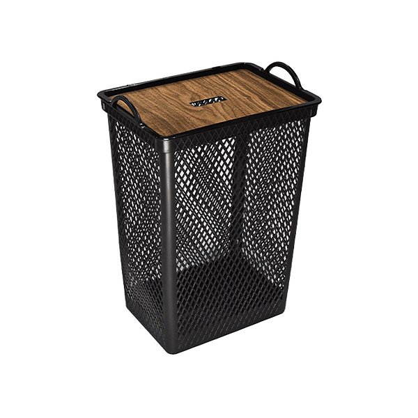 Cesto telado c/ tampa Label Madeira 49lt Arqplast