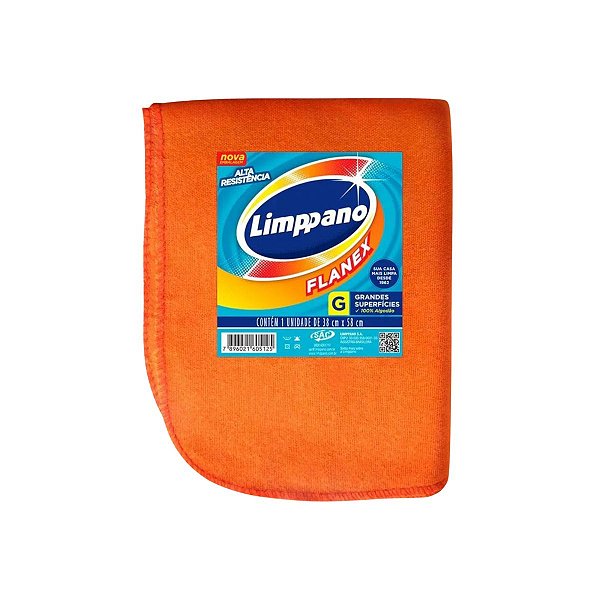 Flanela Algodão Flanex Laranja Limpanno Tam. G 38x58 cm