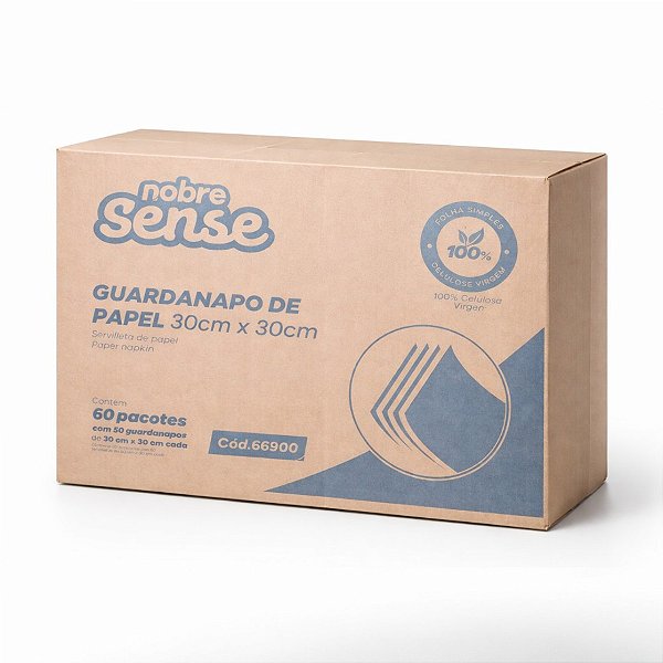 CAIXA c/60 Guardanapo de Papel 30x30cm f.simples Nobre Sense