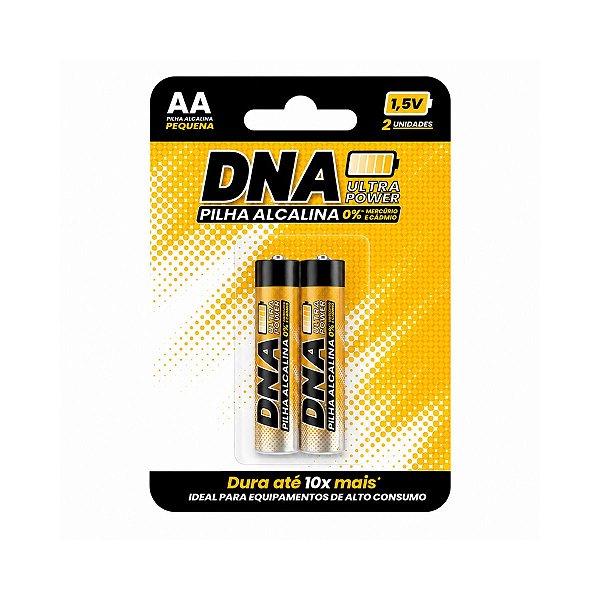Pilha Pequena Alcalina AA DNA 2UN