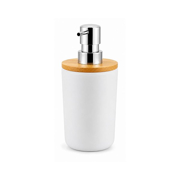 Porta Sabonete Liquido 430ml Branco Bambu Mimo Style
