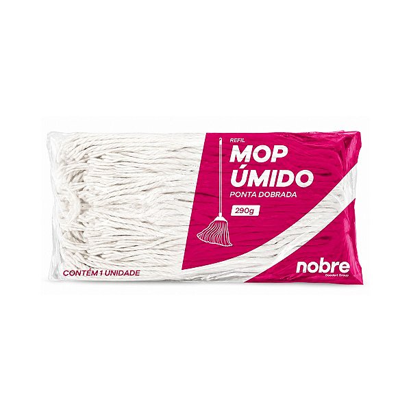 Refil Mop Umido Algodao Ponta Dobrada com Loop e Cinta Nobre