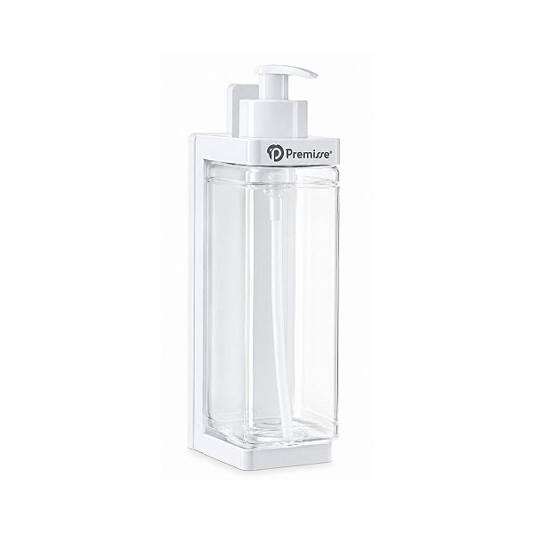 Suporte com Frasco Exclusivo com Valvula Pump Branco Premisse