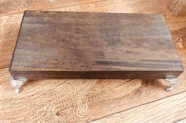 Bandeja madeira rust pe metal 20x10