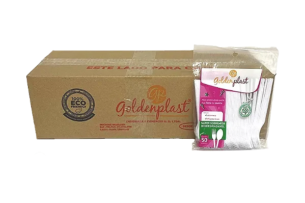 Caixa Garfo p/ sobremesa 20x50 cristal goldenplast