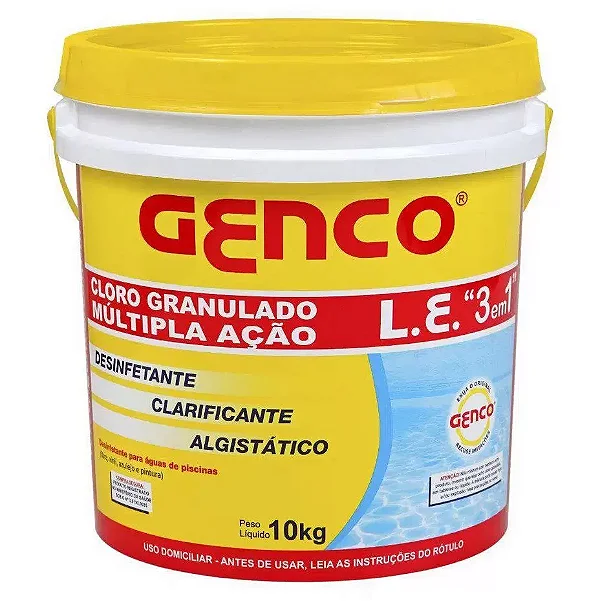 BALDE 10KG CLORO GENCO LE MULTI ACAO 3X1 GRANULADO
