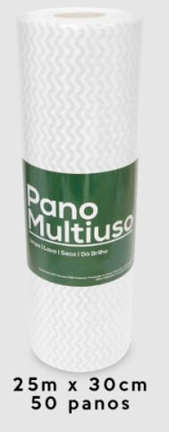 Pano multiuso SLIM 30cm x 25m - 50 panos picotado NOBRE branco