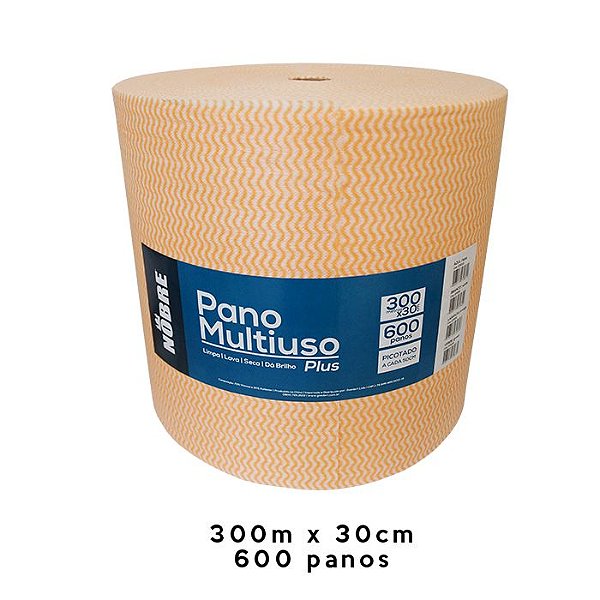 Pano multiuso SLIM 30cm x 300m - 600 panos picotado NOBRE laranja