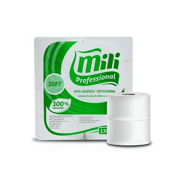 Papel higienico rolao f.simples Soft Elegans Mili 100% 19g 10x300 8un