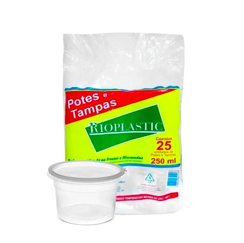 PACOTE Pote com tampa 250ml tr Rioplastic c/25un