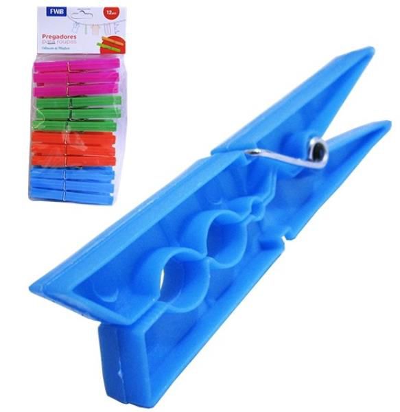 Prendedor 12 pcs plast color FWB
