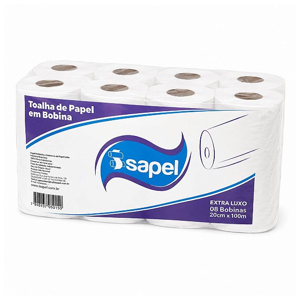 Toalha de Papel em Bobina 20x100x8 Extra luxo Isapel