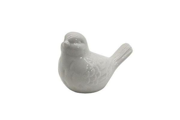 Enfeite De Porcelana Passaro Prata