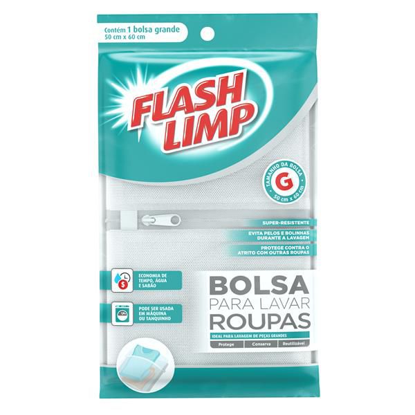SACO PARA LAVAR ROUPAS GRANDE 50 X 60 CM FLASHLIMP