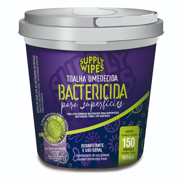Lencos Umedecidos Supply Clean Bactericida balde 150un