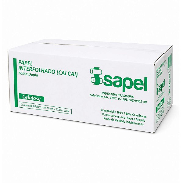 Papel Interfolhado cai cai Folha Dupla 10X20,5 8000Fs Isapel